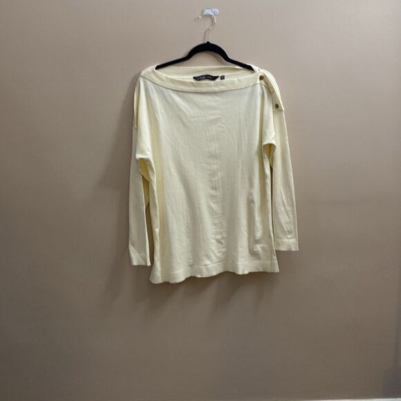 Coleen Lopez Womens One Shoulder Button Pullover Sweater Cream Size Small - Picture 2 of 5